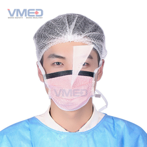Maschera viso rosa in tessuto non tessuto SPP usa e getta con visiera in plastica antiappannante